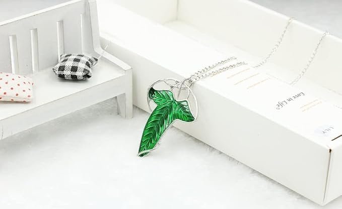 Todenb Conjunto de colar de folha de árvore verde de aço inoxidável dourado para homens