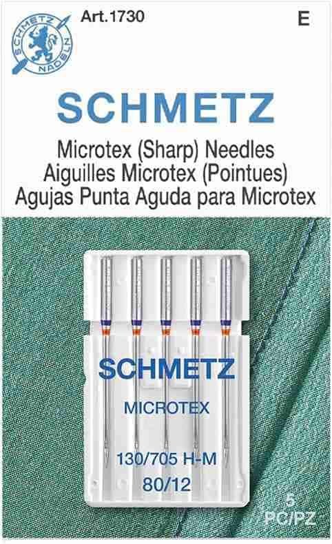 Agulha SCHMETZ Microtex — Ponta Ultrafina para Tecidos Finos