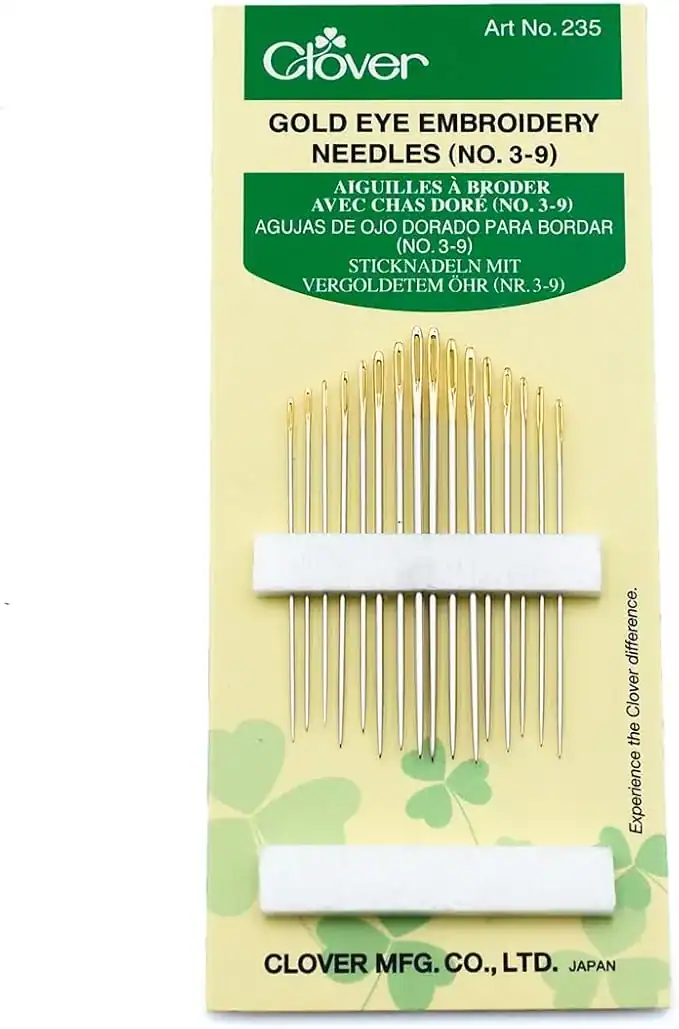 Agulhas para Bordado Clover — Dourado Nº 7 a 9