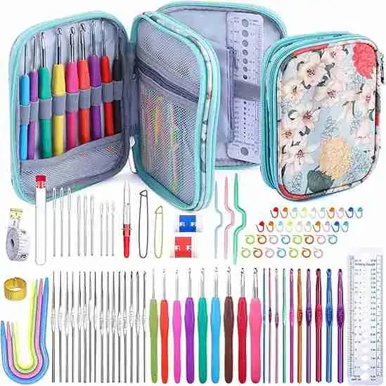 Conjunto de 96 agulhas de crochê ergonômicas com estojo organizador