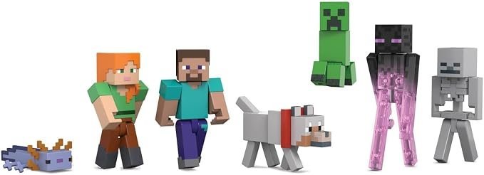Kit 7 Bonecos Minecraft — Steve, Alex, Creeper, Enderman e mais