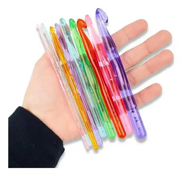 Kit 9 Agulhas de Crochê Acrílico 3mm a 12mm Círculo coloridas