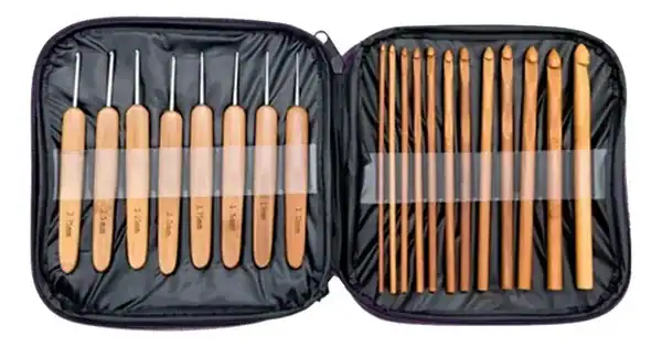 Kit Agulhas de Crochê de Bambu 20 unidades tamanhos variados