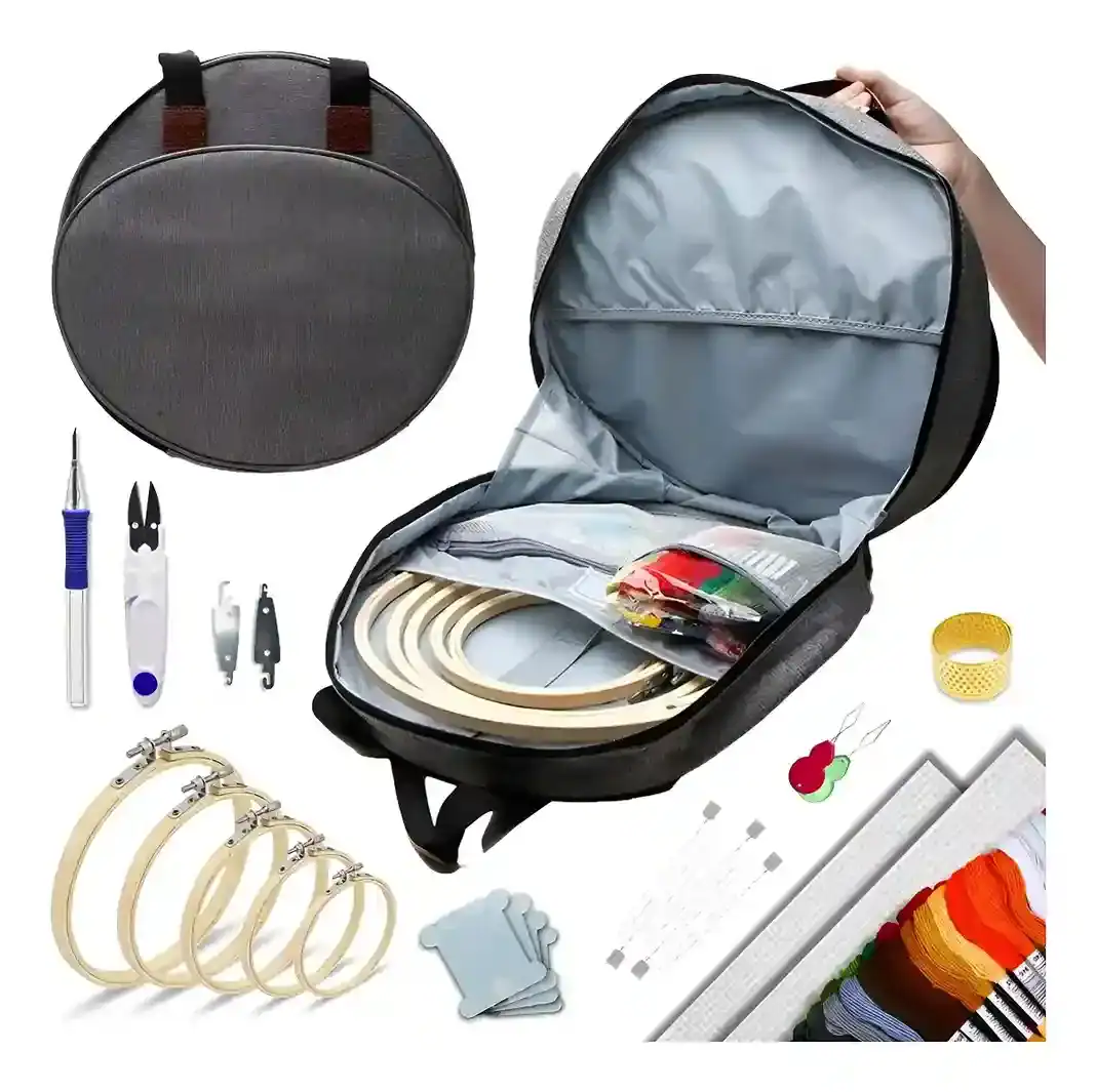 Kit Completo Para Bordado com Bolsa de Transporte
