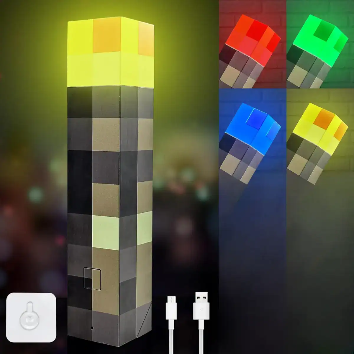 Luminária Tocha Minecraft 4 Cores