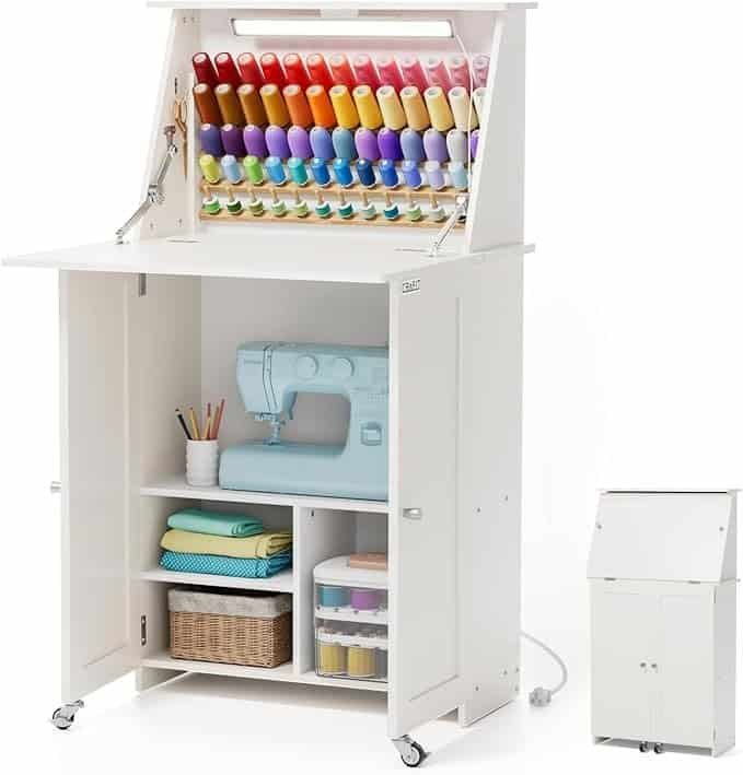 Mesa de Máquina de Costura com Luzes e Armazenamento