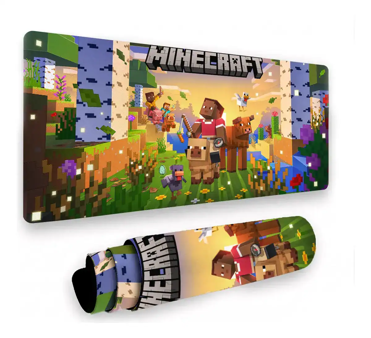 Mousepad Gamer Minecraft 80x40cm — Blocos e Personagens