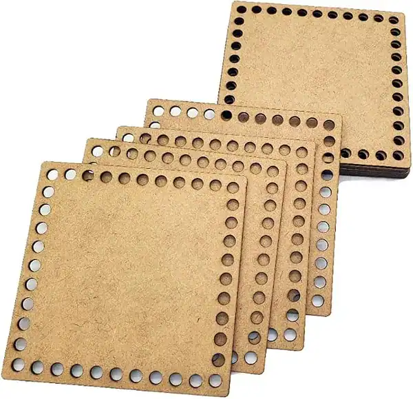 Peças para Base de Crochê Fio de Malha MDF 15cm Quadrado
