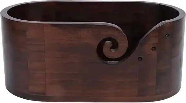 Tigela Porta Fios Crochê Portátil Prático processamento madeira