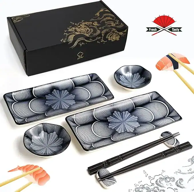 8 Piece Japanese Style Ceramic Sushi