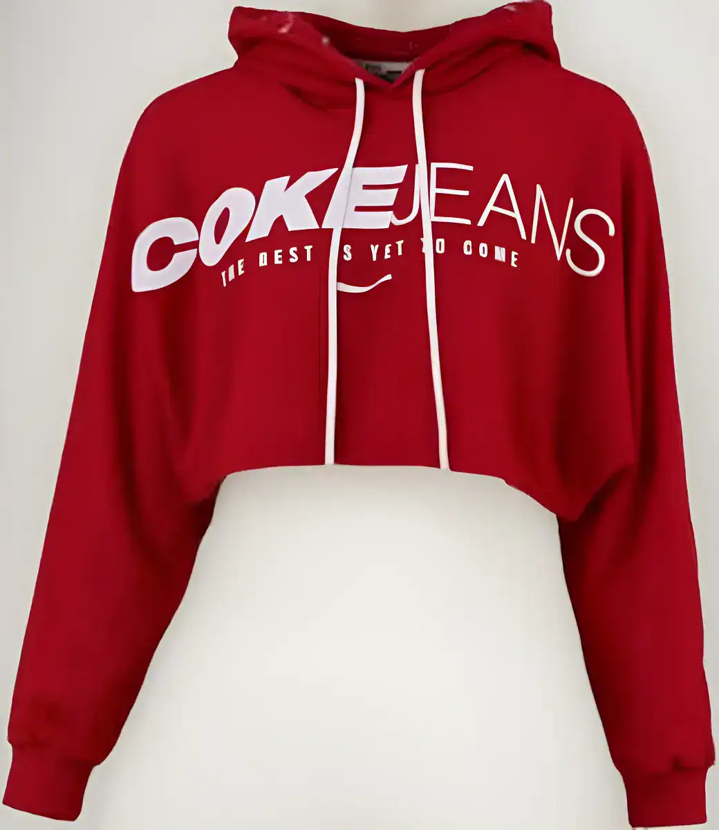 Blusa De Moletom Coca-cola Cropped Com Capuz Oversized