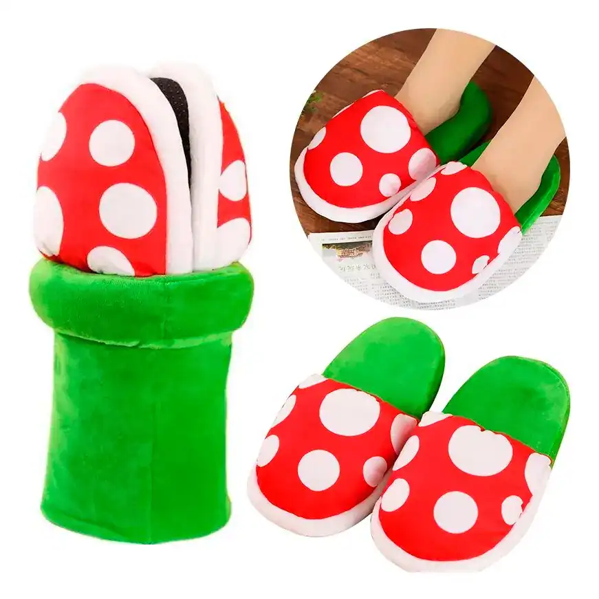 Pantufa temática confortável do Super Mario Cogumelo