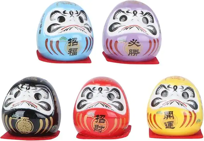 Amosfun 5 peças mini daruma feng shui decoração japonesa