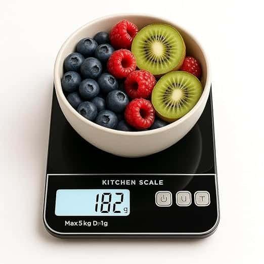Balança Digital de Cozinha 5kg com Visor LCD compacta antiderrapante