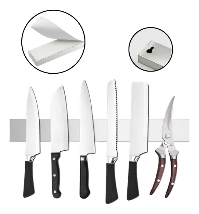 Barra Magnética Imã Premium Para Facas E Ferramentas Inox Prateado