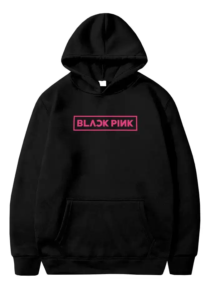 Blusa Moletom Blackpink Logo Preto