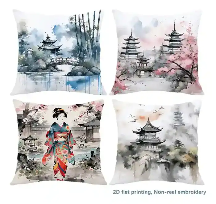 Capas De Almofada Memnun De Aquarela Japonesa