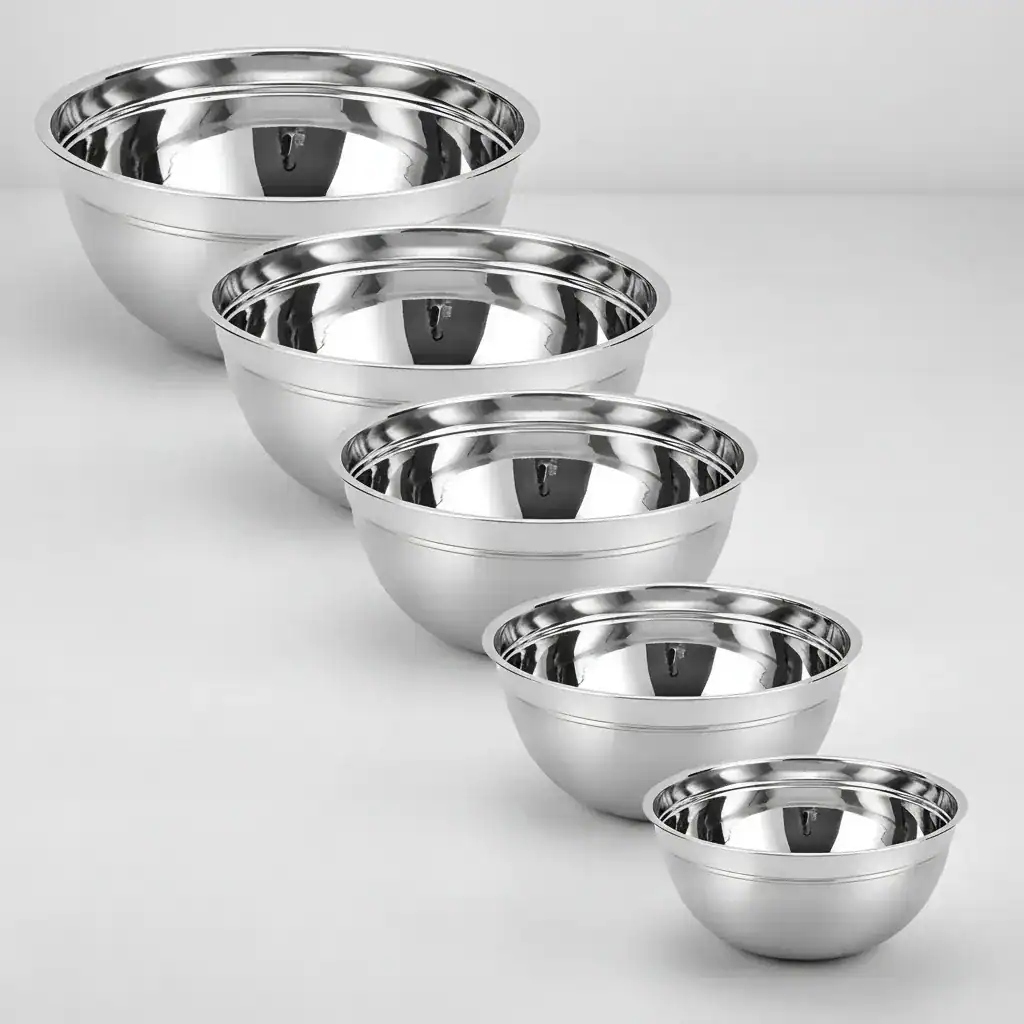 Conjunto 05 Bowls Tigelas em Aço Inox Multiuso para confeitaria