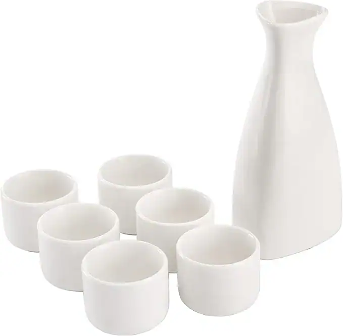 Conjunto de saquê japonês de cerâmica Branco