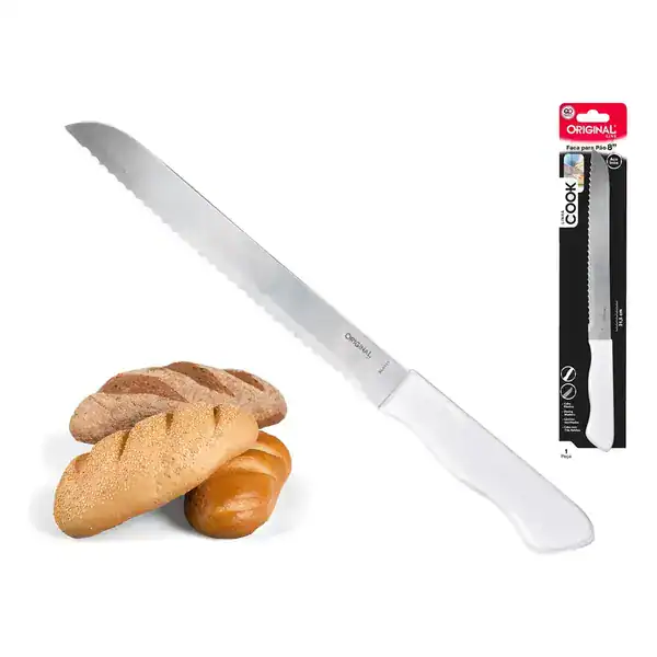 Faca para pão bolo lâmina serrilhada inox profissional 31cm