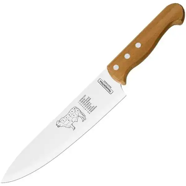 Faca para carne Tramontina Churrasco com cabo de madeira escurecida