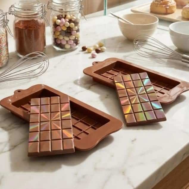 Forma Molde Silicone Holográfico Barra Chocolate confeitaria artesanal