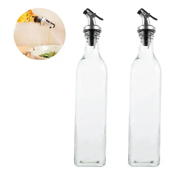 Galheteiro vidro bico dosador premium 500ml para azeite e vinagre transparente