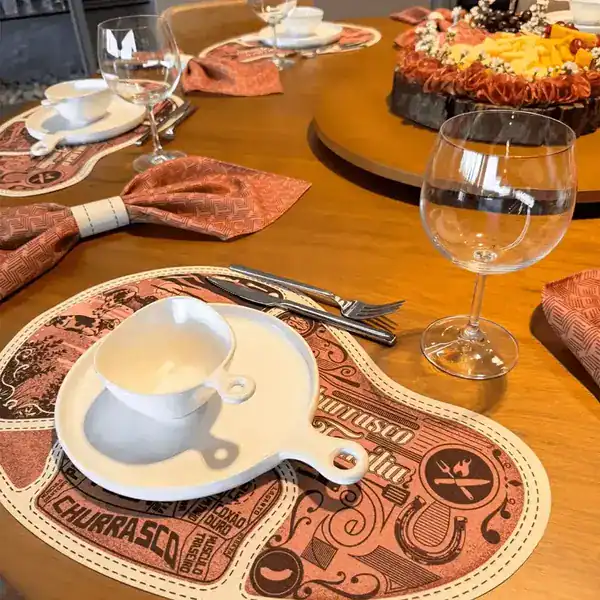 Jogo americano com 6 peças de tema churrasco