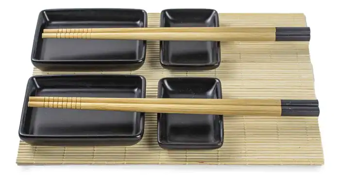 Jogo De Jantar Japonês Sushi Porcelana Preto