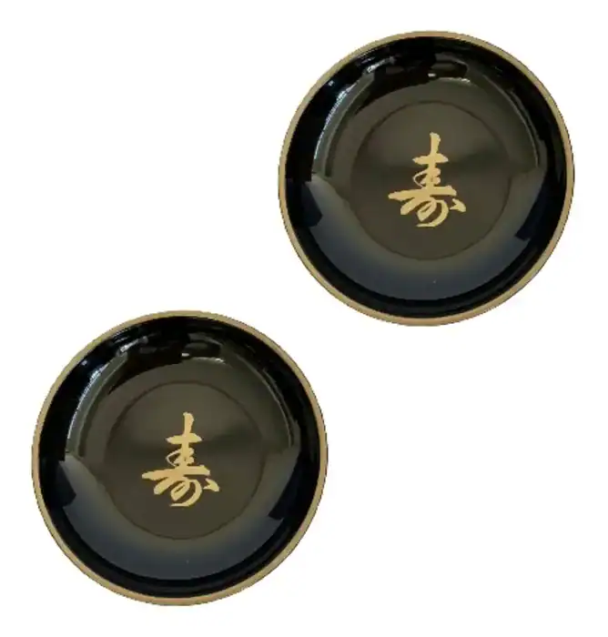 Kit 2 Molheiras Japonesas Porta Shoyu Sushi Shoyuzara Preto