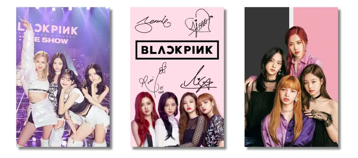 Kit 3 Quadros Blackpink Show e Assinaturas