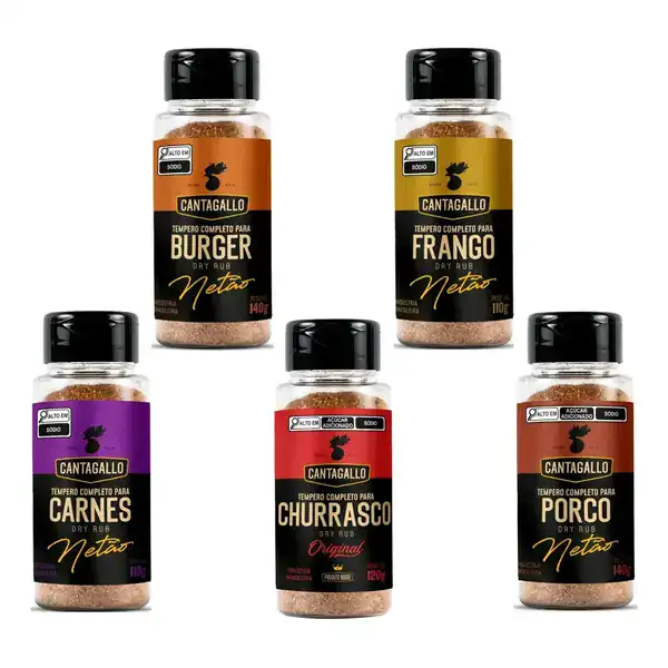 Kit com 5 dry rubs Cantagallo by Netão para churrasco americano