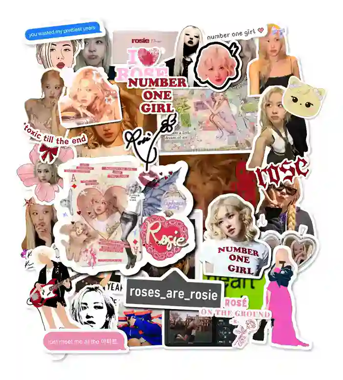 Kit 40 Adesivos Rosé Blackpink