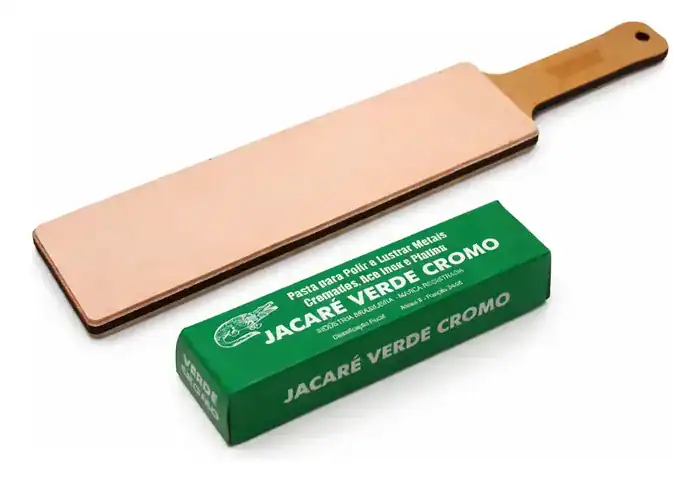 Kit Afiação De Faca Strop Duplo De Couro + Pasta Jacaré