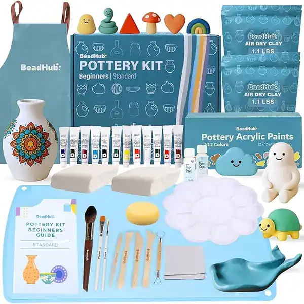 Kit completo de cerâmica para iniciantes com argila e ferramentas