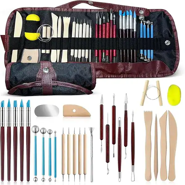 Kit de 30 ferramentas para esculpir e modelar argila e cerâmica