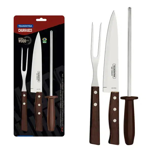 Kit para churrasco Tramontina com cabo de madeira