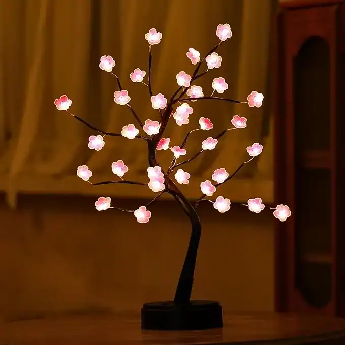 Luminária de árvore de bonsai de flor de cerejeira