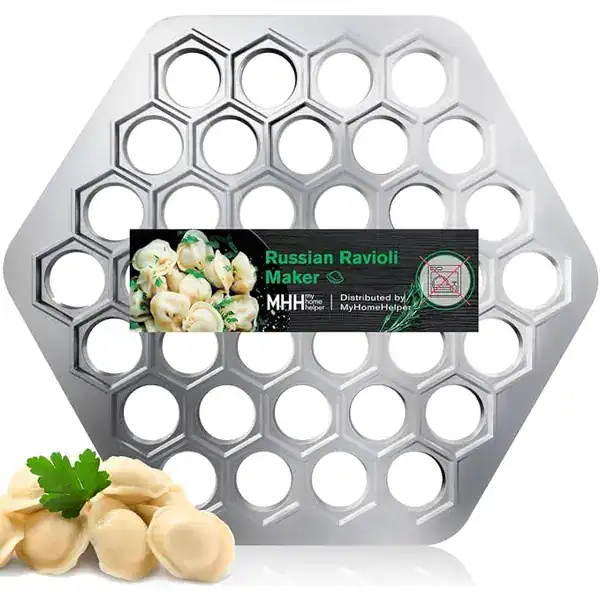 Molde de metal para pelmeni e ravioli russo com 37 cavidades redondas