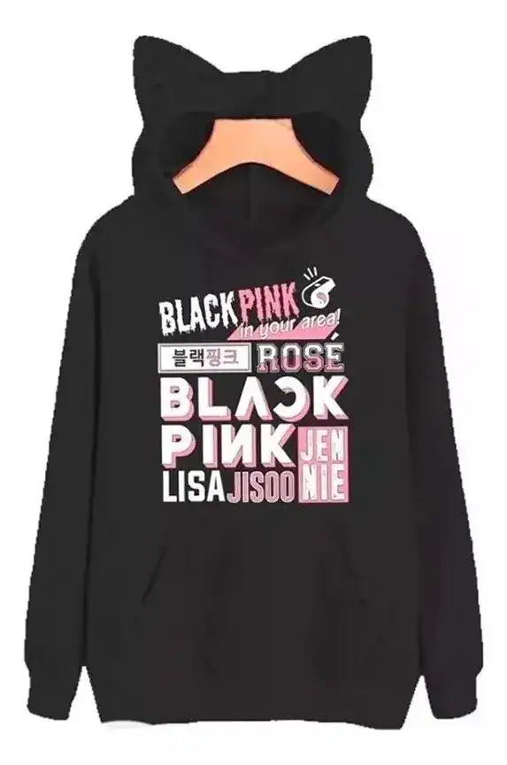 Moletom Blackpink com Capuz Orelhinha de Gato