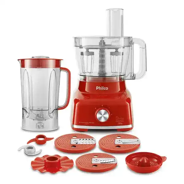 Processador Philco 9 em 1 cinza 900W com discos e liquidificador 2L