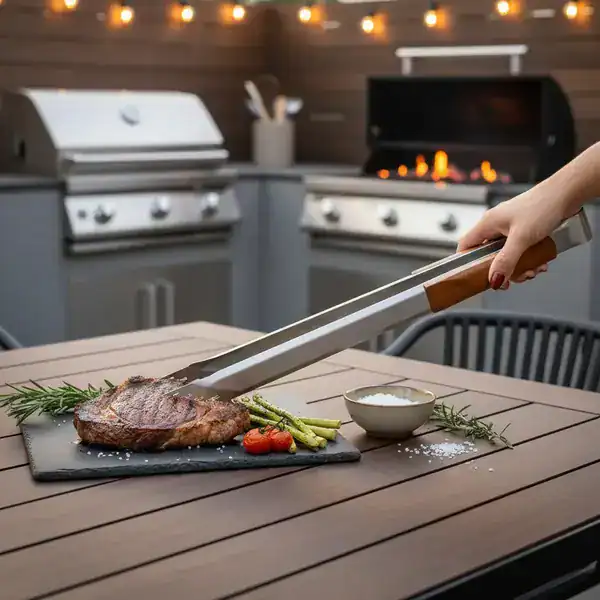 Pegador de carne para churrasco em inox com 50 cm de comprimento