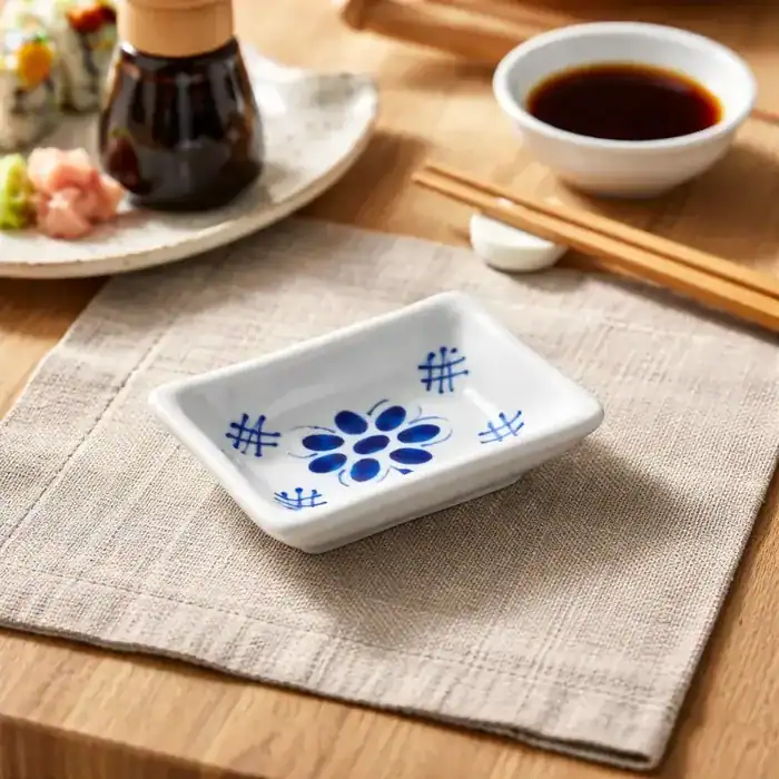Porta Molho Shoyu Porcelana Monte Sião Bandeja Molho Japones
