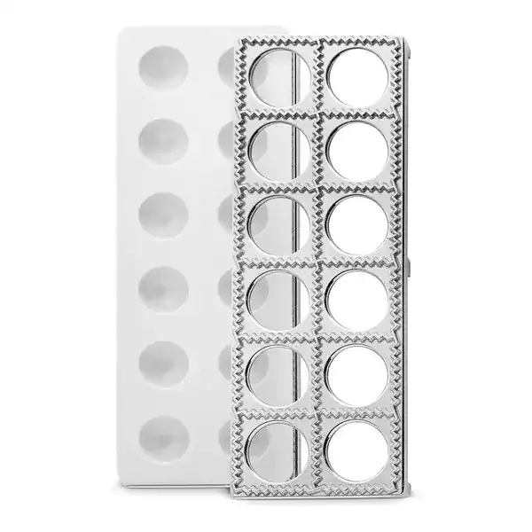 Prensa Bellemain para 12 raviolis simultâneos forma de metal com furos