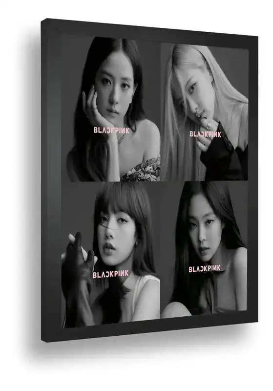 Quadro Emoldurado Poster Blackpink Preto e Branco