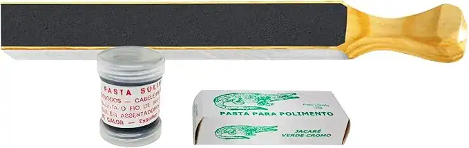 Strop de Couro 4 Faces para Polimento e Afiação de Facas, Lâminas e Metais