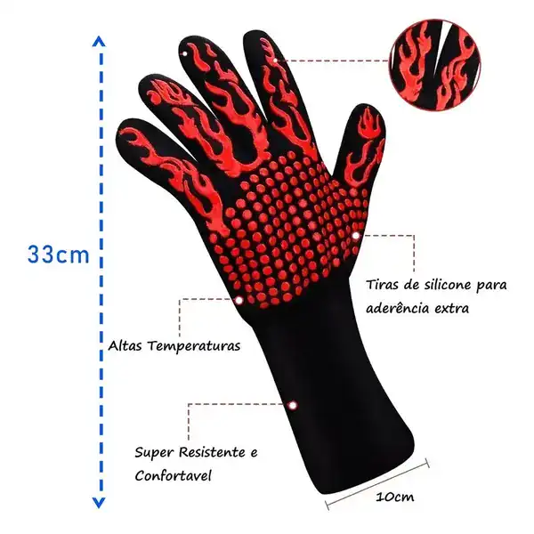 Super luva térmica para churrasco e cozinha
