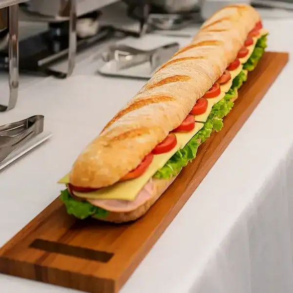 Tábua para baguete 70x14cm madeira comprida para cortar e servir baguetes