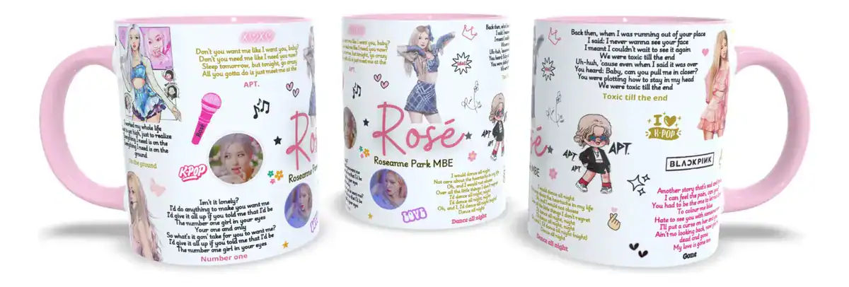 Xícara Café Rosé Blackpink Trechos de Música