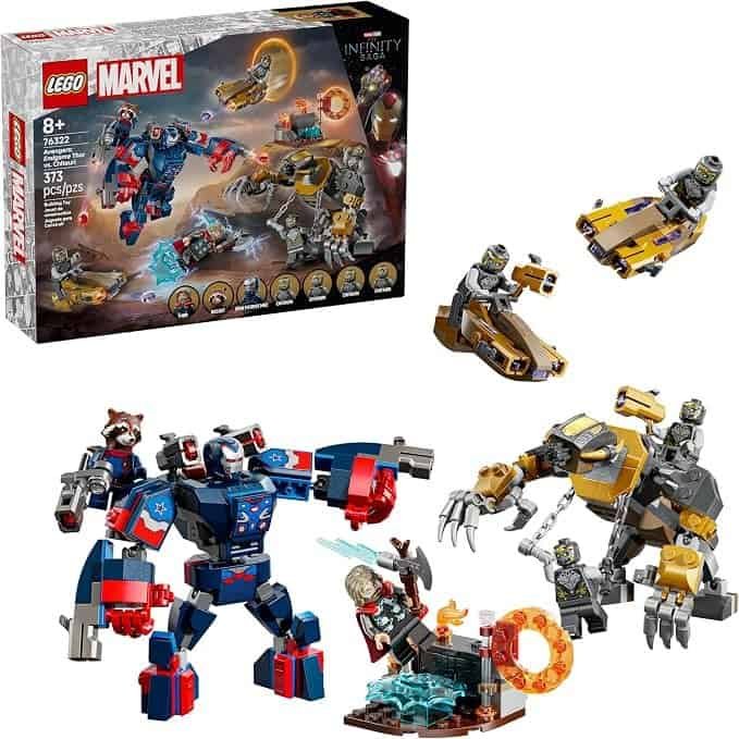 Set LEGO Marvel Vingadores Ultimato com Thor enfrentando soldados Chitauri